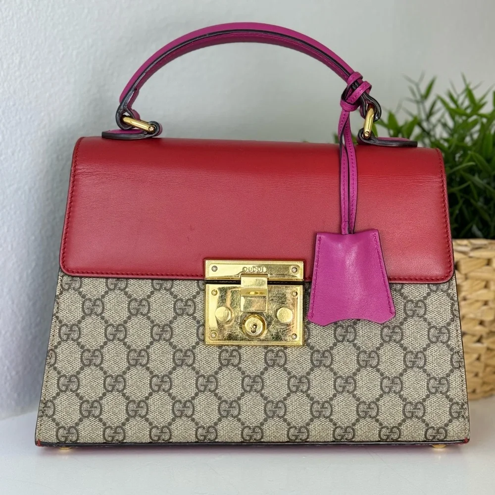 Gucci Padlock GG Coated Canvas And Leather Top Handle Bag
